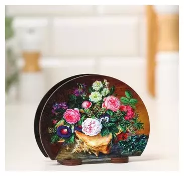 Салфетница "Цветы и ракушка", 13х10х5 см