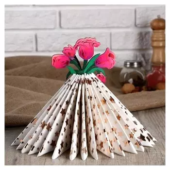 Салфетница деревянная "Цветы в вазе"