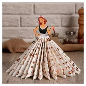 Салфетница "Девушка горничная", цветная наклейка