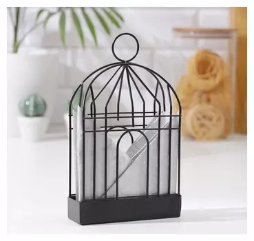 Салфетница доляна «Клетка»,21×12,5×4 см, цвет чёрный