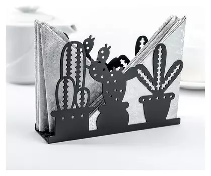 Салфетница «Кактусы», 15×4×10,3 см, цвет чёрный