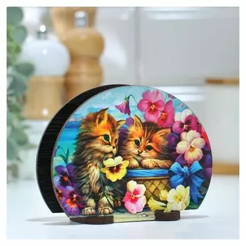 Салфетница квадрат "Котики в саду", 14х14х7,3 см