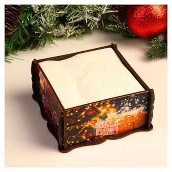 Салфетница квадрат подарки, 14х14х7,3 см