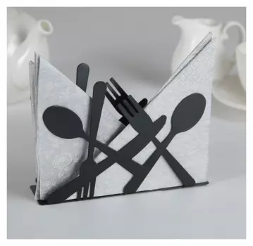Салфетница «Приборы», 13,5х4,5х9,5 см, цвет чёрный