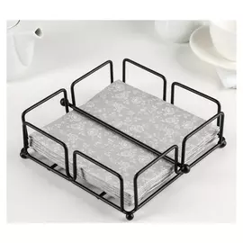 Салфетница с держателем 18×18×7 см "Приборы", цвет чёрный