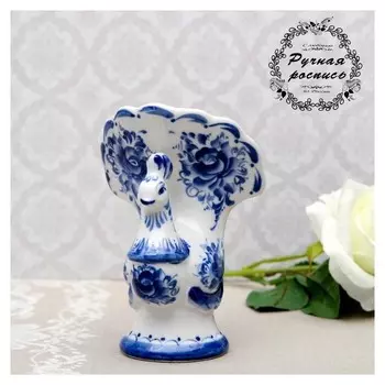 Салфетница «Жар-птица», 10×10×14,5 см, гжель