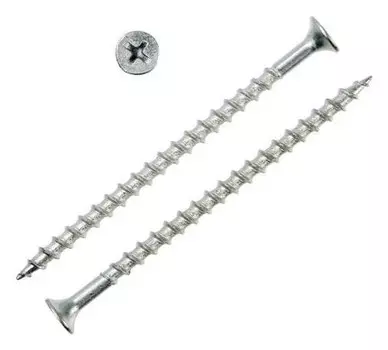 Саморез Tundra 4,2х76, потай, крупная резьба,шлиц PH, белый цинк, 1 кг