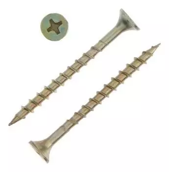 Саморез Tundra Krep 3,5х45, потай, крупная резьба,шлиц PH, желтый цинк, 1 кг