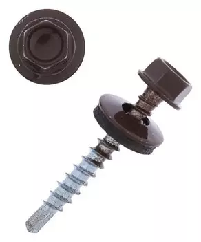 Саморезы кровельные 4.8х35 Ral8017, темно-коричн.200 шт.