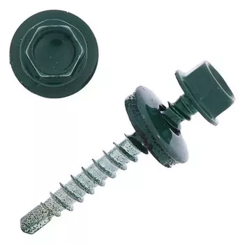 Саморезы кровельные 4.8х35 RAL 6005, темно-зеленый, 200 шт.