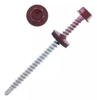 Саморезы кровельные 4.8х70 Ral3005, красный, 100 шт.