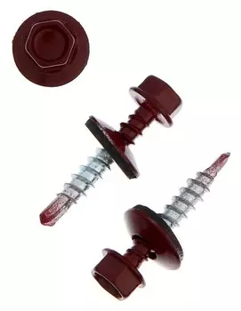 Саморезы кровельные Tundra с буром 4.8x28, темно-красный 1 кг