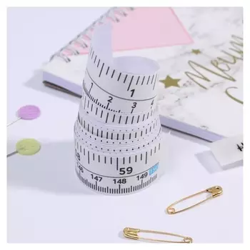 Сантиметровая лента, клеевая, 150 см, цвет белый