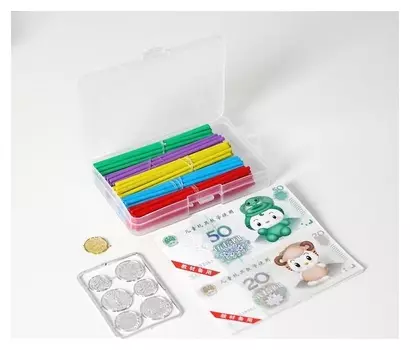 Счётные палочки в пластиковой коробке, большие, разноцветные