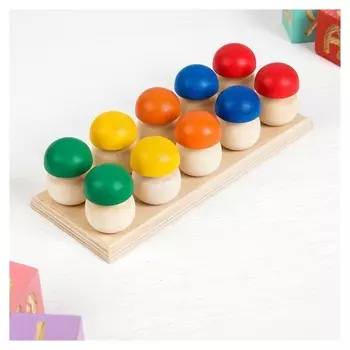 Счётный материал Грибочки на полянке, 10 шт., подставка со столбиками