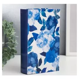 Сейф-книга дерево кожзам "Синие цветы. акварель" 21х13х5 см