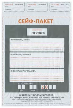 Сейф-пакеты полиэтиленовые (243х320+40 мм), до 100 листов формата А4, комплект 100 шт., индивидуальный номер