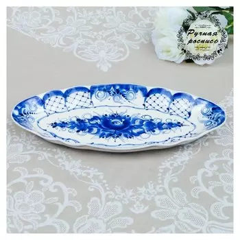 Селедочница большая, гжель, фарфор