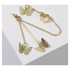 Серьга "Каффа" бабочка, цвет золото