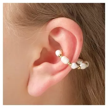 Серьга "Каффа" бусины, на магните, цвет белый в золоте