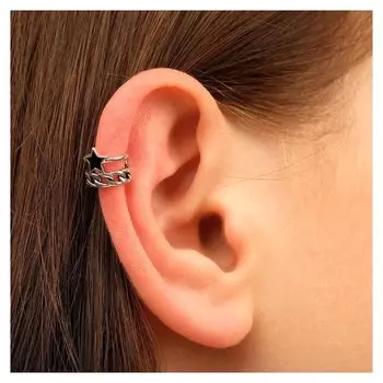 Серьга "Каффа" цепь со звездой, цвет чёрный в серебре