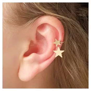 Серьга "Каффа" две звезды, петелька, цвет золото