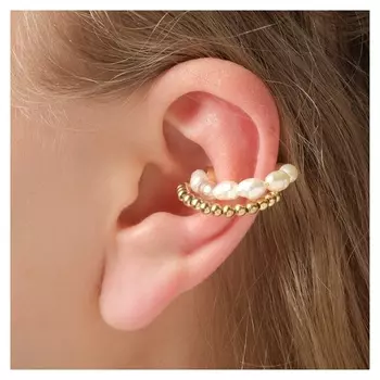 Серьга "Каффа" двойная, на магните, цвет белый в золоте