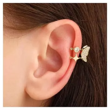 Серьга "Каффа" крылья бабочки, цвет белый в золоте