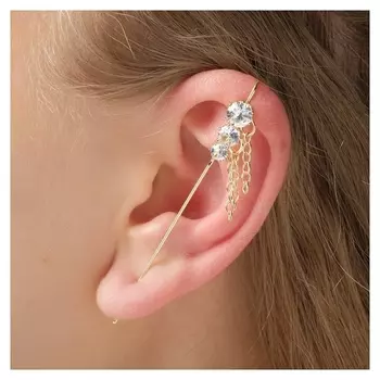 Серьга "Каффа" нити, насквозь, цвет белый в золоте