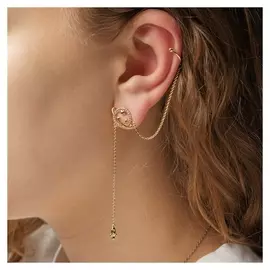 Серьга "Каффа" планета, цвет белый в золоте