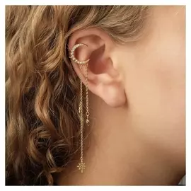 Серьга "Каффа" полумесяц со звездой, цвет белый в золоте