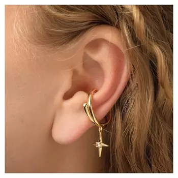 Серьга "Каффа" сияние, цвет белый в золоте