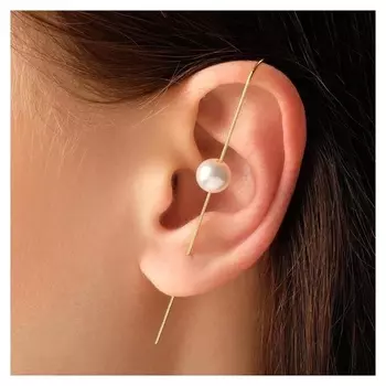 Серьга "Каффа" сквозная с жемчужиной, цвет белый в золоте