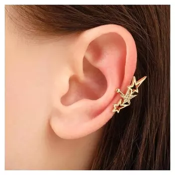 Серьга "Каффа" три звезды, цвет белый в золоте