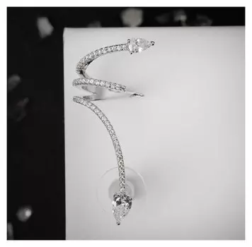 Серьга "Каффа" завиток, цвет белый в серебре