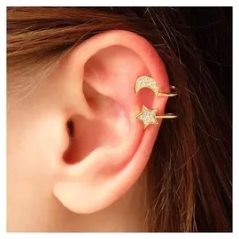 Серьга "Каффа" звезда и полумесяц, цвет белый в золоте