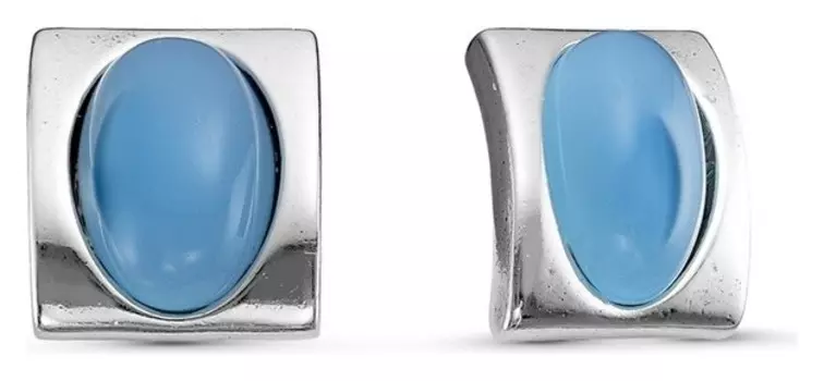 Серьги "Агат голубой" звёздная ночь, посеребрение с оксидированием