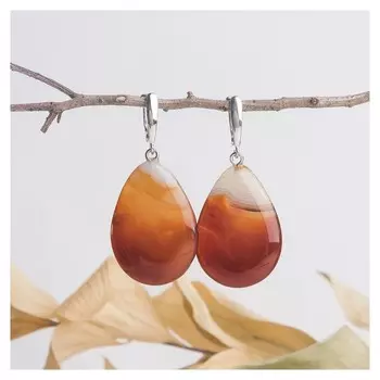 Серьги "Агат" капля, цвет коричневый