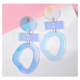 Серьги акрил "Сияние" геометрия, цвет голубой