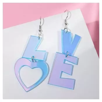 Серьги акрил "Сияние" Love, цвет голубой