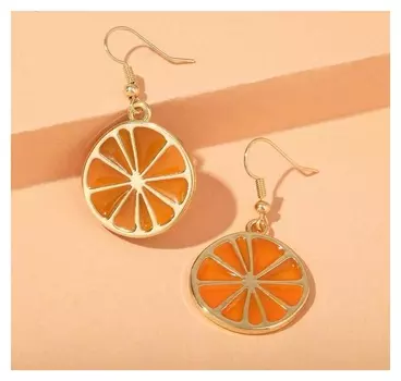 Серьги "Апельсины" половинки, цвет оранжевый в золоте