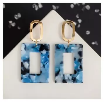 Серьги "Азелия" прямоугольник, цветные в золоте