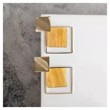 Серьги "Азелия" ромбы, цвет золото