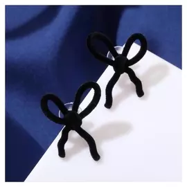 Серьги "Бантики" кудрявые, цвет чёрный