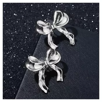 Серьги "Бантики" милость, цвет серебро