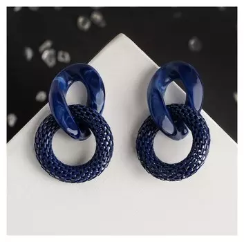 Серьги "Бесконечность" переплетение, цвет синий
