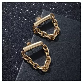 Серьги "Цепь" висячие, цвет золото