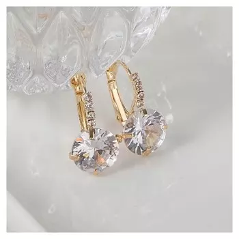 Серьги "Циркония" мини, круг, цвет белый в золоте