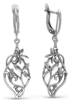 Серьги "Цветочный орнамент", посеребрение с оксидированием