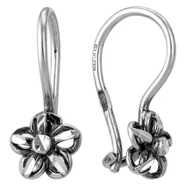 Серьги детские латунь серебристые Цветочек